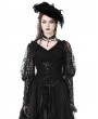 Dark in Love Black Retro Gothic Sexy V-Neck Lace Long Sleeve Blouse for Women