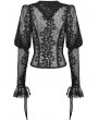 Dark in Love Black Retro Gothic Sexy V-Neck Lace Long Sleeve Blouse for Women
