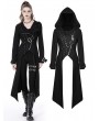 Dark in Love Black Gothic Punk Asymmetrical Hooded Long Coat for Women