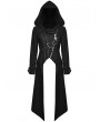 Dark in Love Black Gothic Punk Asymmetrical Hooded Long Coat for Women