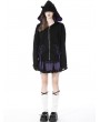 Dark in Love Black and Purple Gothic Cat Ear Wing Back Short Hoodie for Women