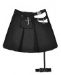Dark in Love Black Gothic Rebel Rock Cross Bag Pleated Skirt with Leg Strap