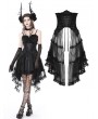 Dark in Love Black Gothic Luxe Court Lace Up Frilly Mesh Tunic Skirt