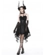 Dark in Love Black Gothic Luxe Court Lace Up Frilly Mesh Tunic Skirt