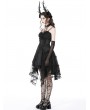 Dark in Love Black Gothic Luxe Court Lace Up Frilly Mesh Tunic Skirt