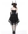 Dark in Love Black Gothic Luxe Court Lace Up Frilly Mesh Tunic Skirt