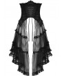 Dark in Love Black Gothic Luxe Court Lace Up Frilly Mesh Tunic Skirt