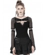 Dark in Love Black Gothic Punk Rebel Girl Net Long Sleeve T-Shirt for Women