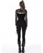 Dark in Love Black Gothic Punk Hollow Out Sexy Long Net Sleeves T-Shirt for Women