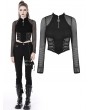 Dark in Love Black Gothic Punk Sexy Net Long Sleeve Wrap Top for Women