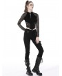 Dark in Love Black Gothic Punk Sexy Net Long Sleeve Wrap Top for Women