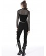 Dark in Love Black Gothic Punk Sexy Net Long Sleeve Wrap Top for Women
