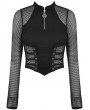 Dark in Love Black Gothic Punk Sexy Net Long Sleeve Wrap Top for Women