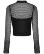 Dark in Love Black Gothic Punk Sexy Net Long Sleeve Wrap Top for Women