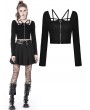 Dark in Love Black Gothic Punk Daily Wear Long Sleeve Short Top for Women