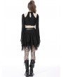 Dark in Love Black Gothic Sexy Keyhole Bell Sleeves Crop Top for Women