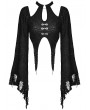 Dark in Love Black Gothic Sexy Keyhole Bell Sleeves Crop Top for Women