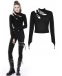 Dark in Love Black Gothic Daily Wear Hollow Out Long Sleeve T-Shirt for Women