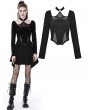 Dark in Love Black Gothic Punk Sexy Net Splicing Halter T-Shirt for Women