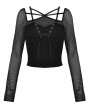 Dark in Love Black Gothic Rebel Girl Net Long Sleeve Daily Wear T-Shirt for Women