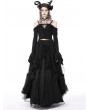 Dark in Love Black Gothic Princess Off-the-Shoulder Long Sleeve Short Shirt for Women