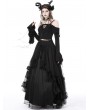 Dark in Love Black Gothic Princess Off-the-Shoulder Long Sleeve Short Shirt for Women