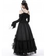Dark in Love Black Gothic Princess Off-the-Shoulder Long Sleeve Short Shirt for Women