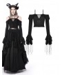 Dark in Love Black Gothic Princess Off-the-Shoulder Long Sleeve Short Shirt for Women