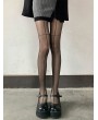 Black Gothic Cross Hatch Seamed Sheer Tights