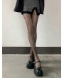 Black Gothic Cross Hatch Seamed Sheer Tights