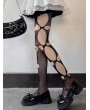 Black Gothic Bowknot Hollow Out Fishnet Tights