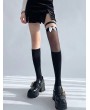 Black Gothic Bowknot Knee Socks with Leg Loop
