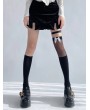 Black Gothic Bowknot Knee Socks with Leg Loop