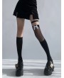 Black Gothic Bowknot Knee Socks with Leg Loop