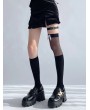 Black Gothic Bowknot Knee Socks with Leg Loop