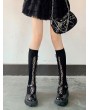 Black Gothic Lolita Lace Hollow Knee High Socks