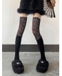 Black Gothic Lace Ruffle Spliced Over-the-Knee Socks