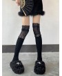 Black Gothic Lace Ruffle Spliced Over-the-Knee Socks