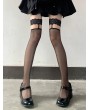 Black/White Gothic Sheer Lace Garter Thigh High Stockings