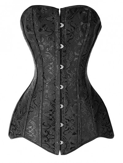 Black/White Jacquard Gothic Victorian Overbust Waist Training Corset