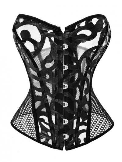 Black/White Sexy Hollow Out Lace Gothic Overbust Corset