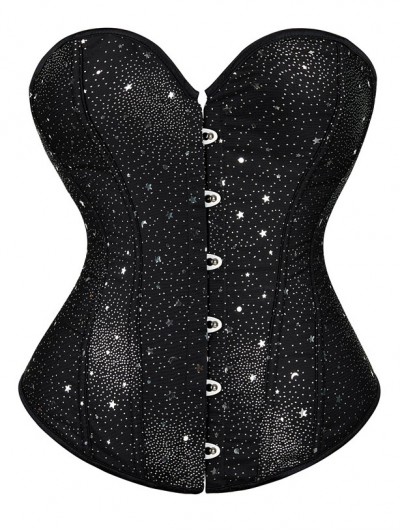 Black Starry Pattern Overbust Gothic Corset