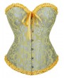 Blue/Pink/Brown/Yellow Jacquard Ruffle Overbust Victorian Corset