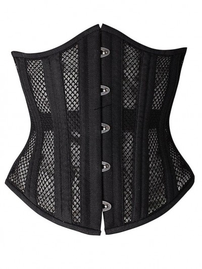 Black/White Bridal Underbust Waspie Mesh Corset