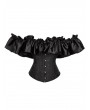 Black Vintage Ruffle Off-the-Shoulder Overbust Gothic Corset