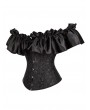 Black Vintage Ruffle Off-the-Shoulder Overbust Gothic Corset