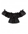Black Vintage Ruffle Off-the-Shoulder Overbust Gothic Corset