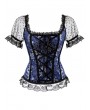 Black/White/Gold/Pink/Blue Puff Sleeve Vintage Lace-Up Gothic Corset