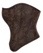 Dark Brown Vintage Pattern Zip Back Overbust Steampunk Corset