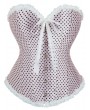 Light Pink Polka Dot Pleated Trim Overbust Burlesque Corset